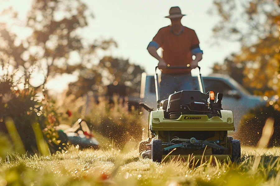 wide self propelled lawn mower